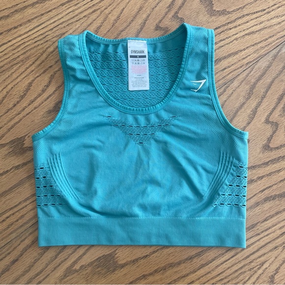 Gymshark ENERGY SEAMLESS CROP TOP | color Fauna Teal | Size Small - Picture 3 of 6